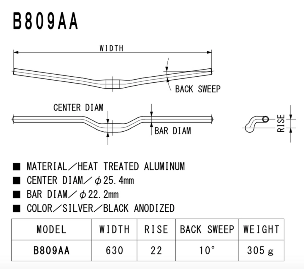 NITTO B809 CROSS RISER BAR (Silver)